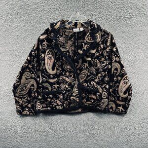 Chico’s Womens Jacket XL Tapestry Boho Cottagecore Paisley Open Front Blazer